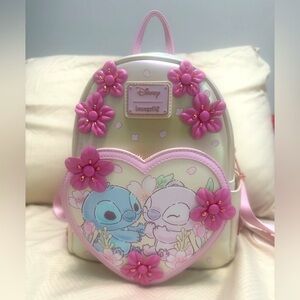 Stitch Loungefly Kids Backpack - Pink and Cream Floral